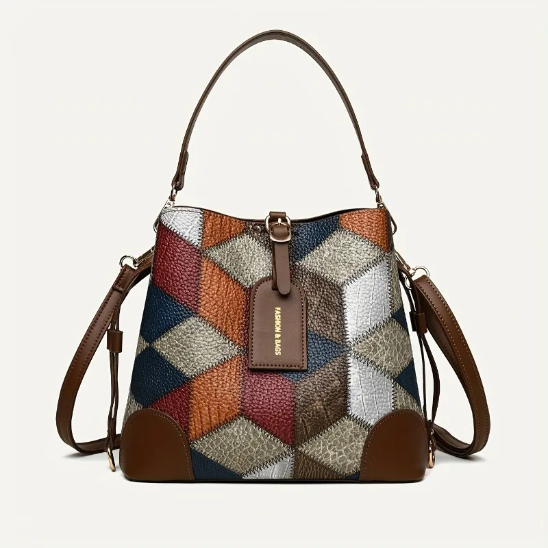 Vintage Umhängetasche für Damen, Kunstleder-Handtasche mit Obergriff und Abnehmbarem Schulterriemen, Große Kapazität Schultertasche – Detail 7