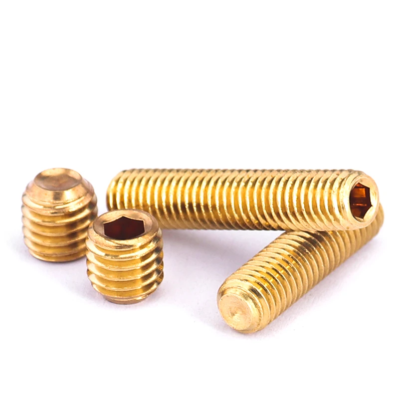 M3 M4 M5 M6 M8 M10 Brass Hex Socket Set Screws Concave End Brass Headless Screw Machine Rice Tornillo Top Wire