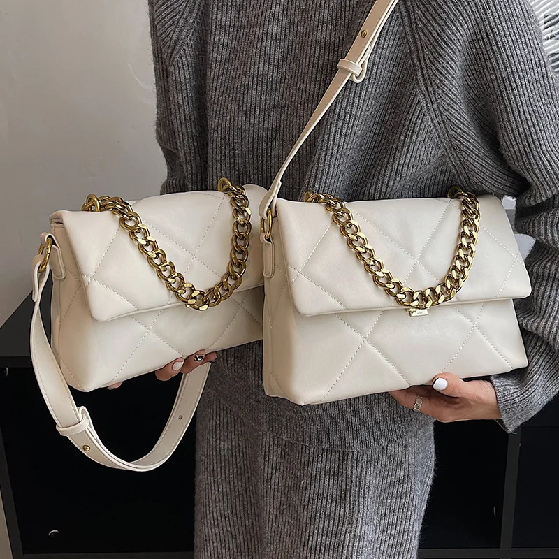 Vintage Chain Shoulder Crosbody Bag for Women Trendy Designer Handbag and Purses 2023 New Casual Totes Ladies Messenger Bags