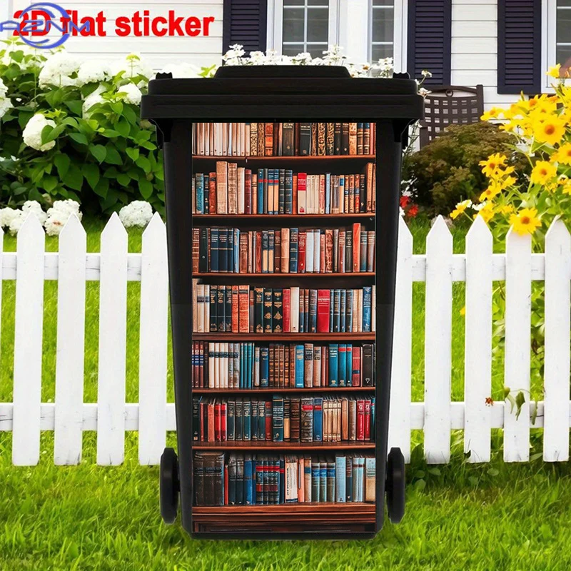 Vintage Books Trash Can Stickers Painting, Old Library Self-Adhesive Stickers, Classic Stories Stickers, Knowledge Collection