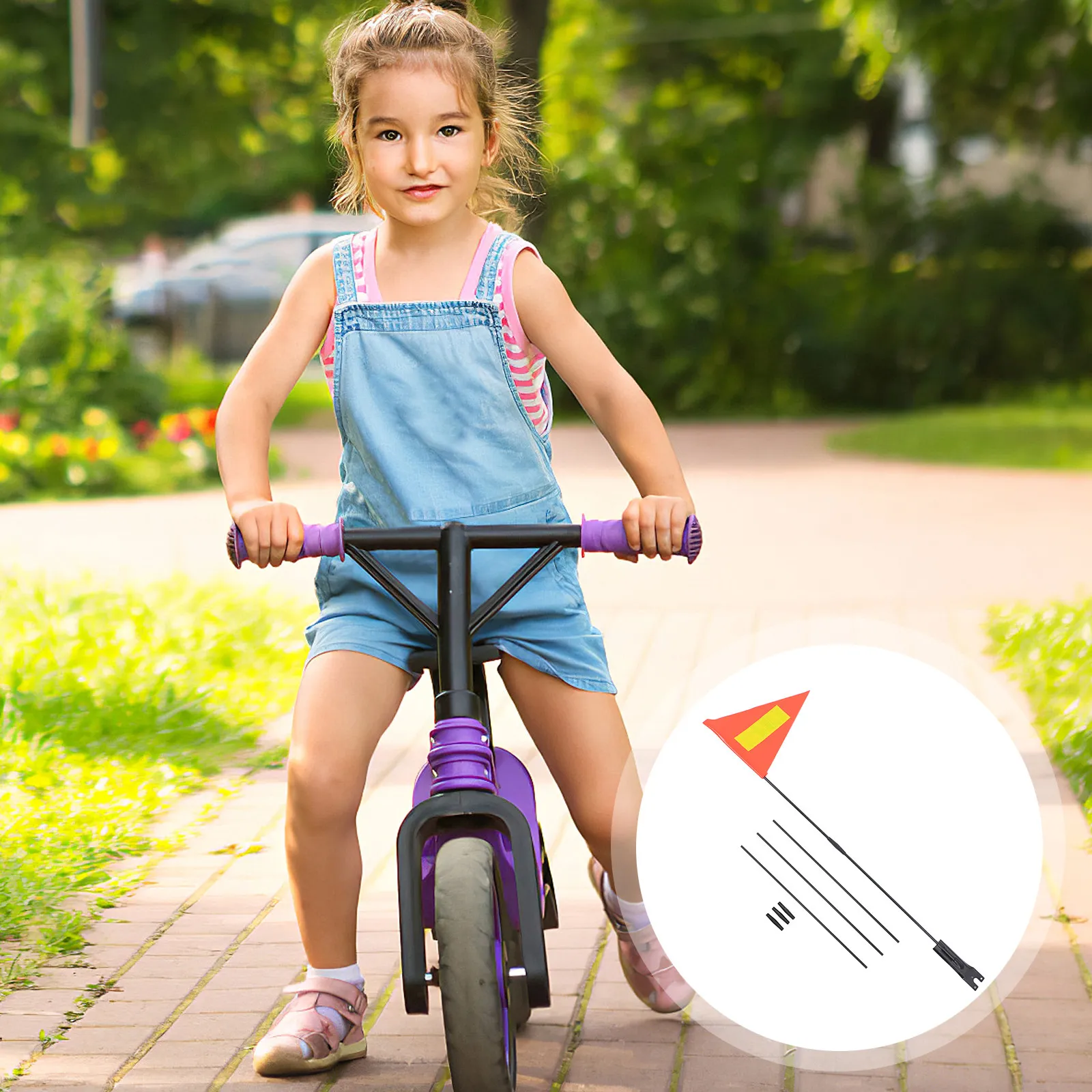 1Set High Visibility Bike Safety Flag Fiberglass Pole Tear-Resistant Reflective Triangle Flag for Cycling Safety