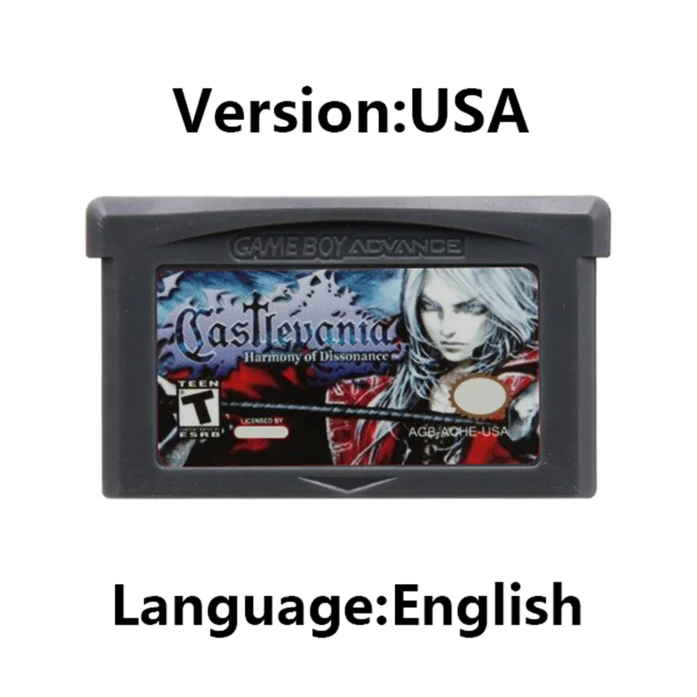 Cartucho de videogame série USAEUR, cartão de memória para console de jogos de 32 bits, Asia of Sorrow Dissonance para GBASP NDSL Castlevania GBA Game