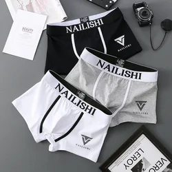 2 Piece Men's Underwear Burst of Cotton Breathable Youth Boxer Shorts Letter Trend Mid-waist Quadrangle Shorts Flat Corner Perso