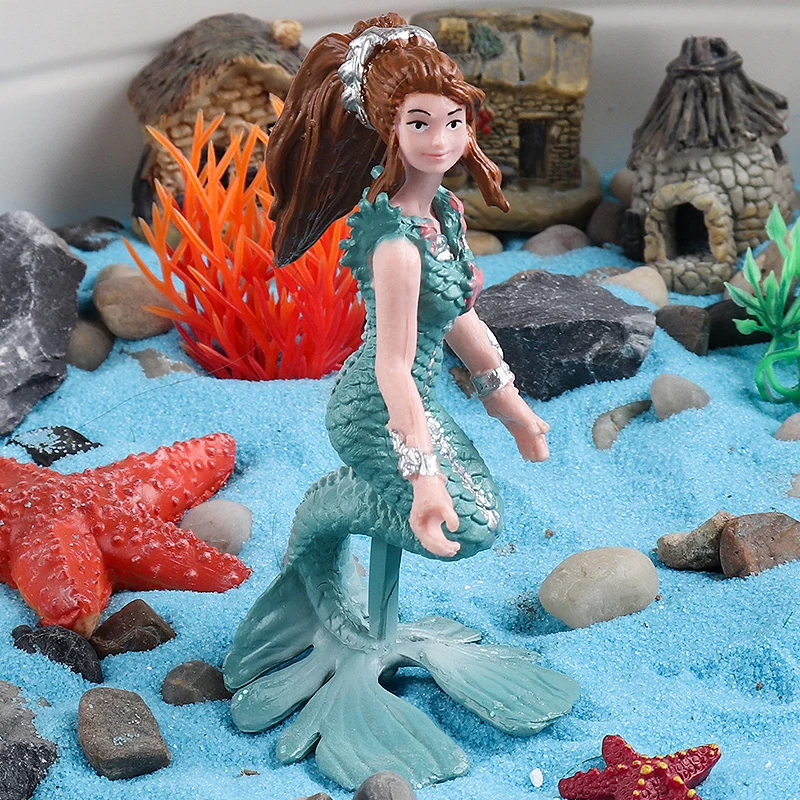 Oenux Beauty Fish Princess Mermaid Action Figures Model Elves Elf Pegasus Animal Figurines Doll Kid Toy Girl Gift Cake Toppers