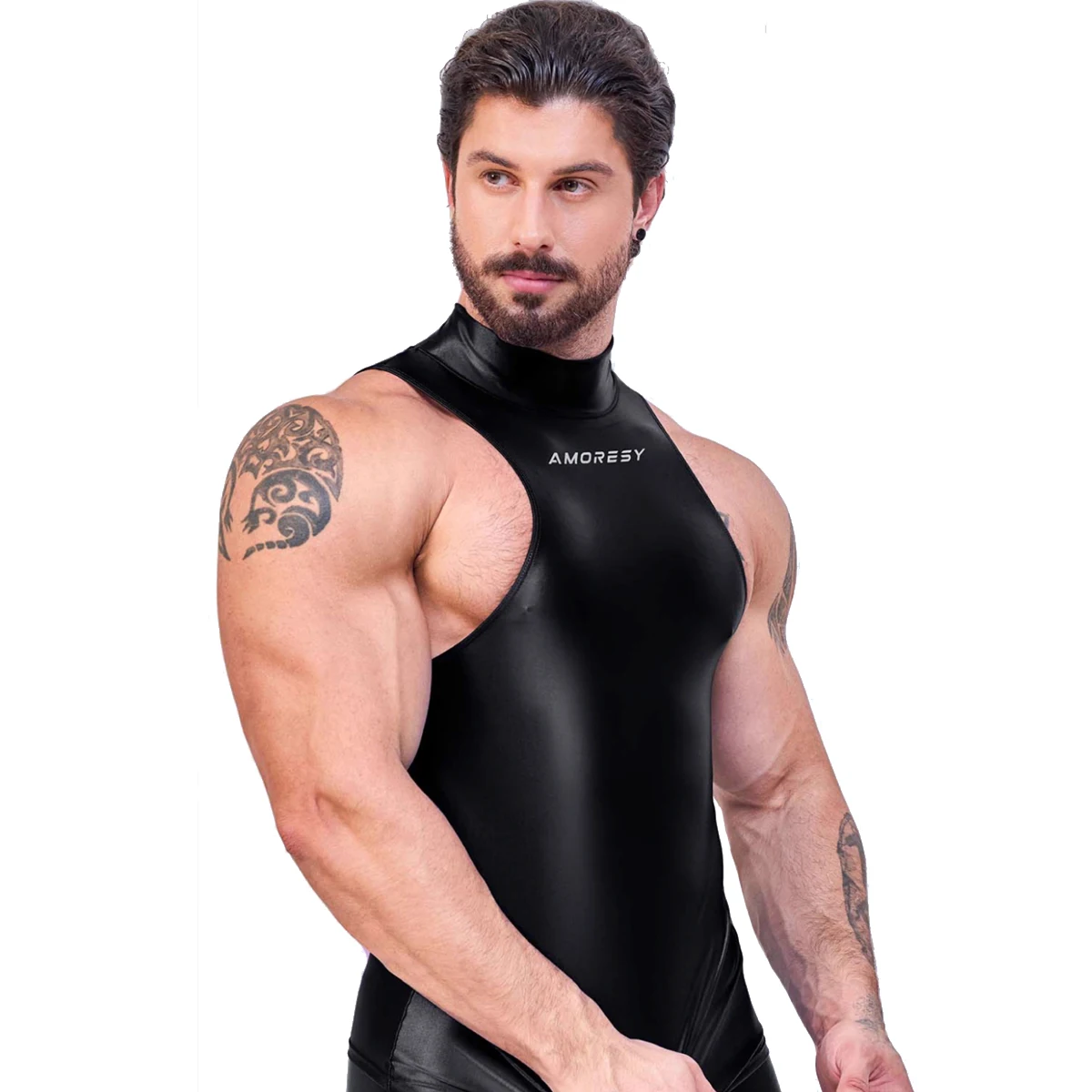 

AMORESY Men's Quick Dry Compression Running Shirt High Stretch Gym Fitness Tank Top Skinny Workout Vest Sweatshirt for Summer