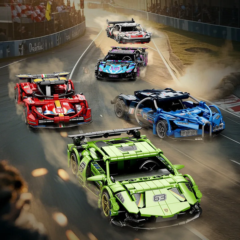 Technische Racing Sportwagen Model Bouwstenen Stad Mechanische Snelheid Voertuig Supercar Baksteen Puzzel Speelgoed Kind Volwassen Cadeau