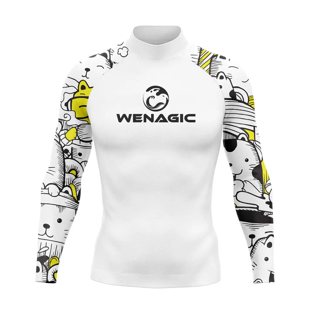 Men Rash Guard Surfing Diving Tee Swimwear Tight Long Sleeve T Shirt Swim Floatsuit Tops UV Swimming RashGuard Prevent Jellyfish