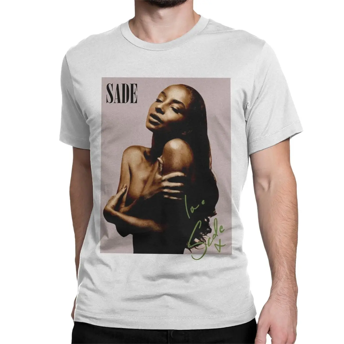 S-Sade Adu Singer Black Smooth Men's T Shirts Awesome Tees Short Sleeve Crewneck T-Shirt Pure Cotton 6XL Clothes