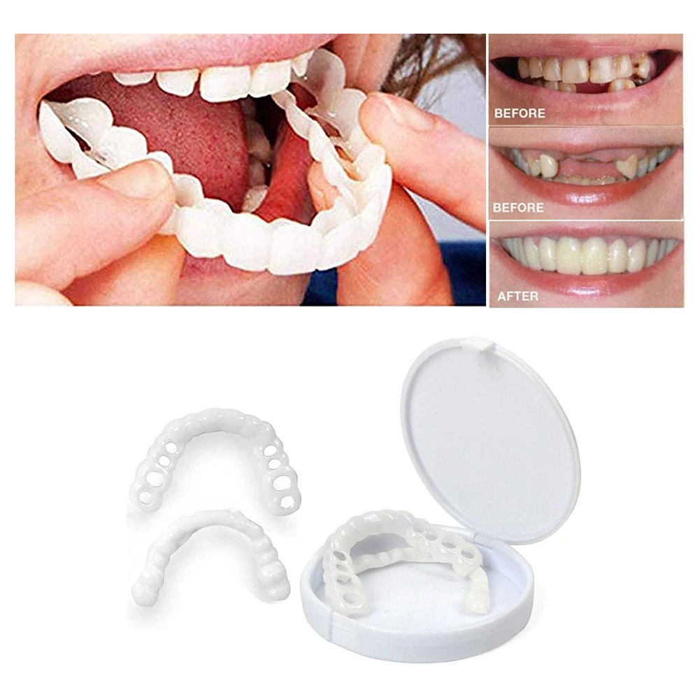 Teeth Veneers Whitening Dentures Temporary False Teeth Cover Imitation Braces for Perfect Smile for Men Women