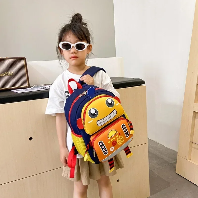 Cartoon Children Cool Boy Backpack Korean Kindergarten Bag Robot Girl Trend Large Capacity Backpack Leisure College School Bag