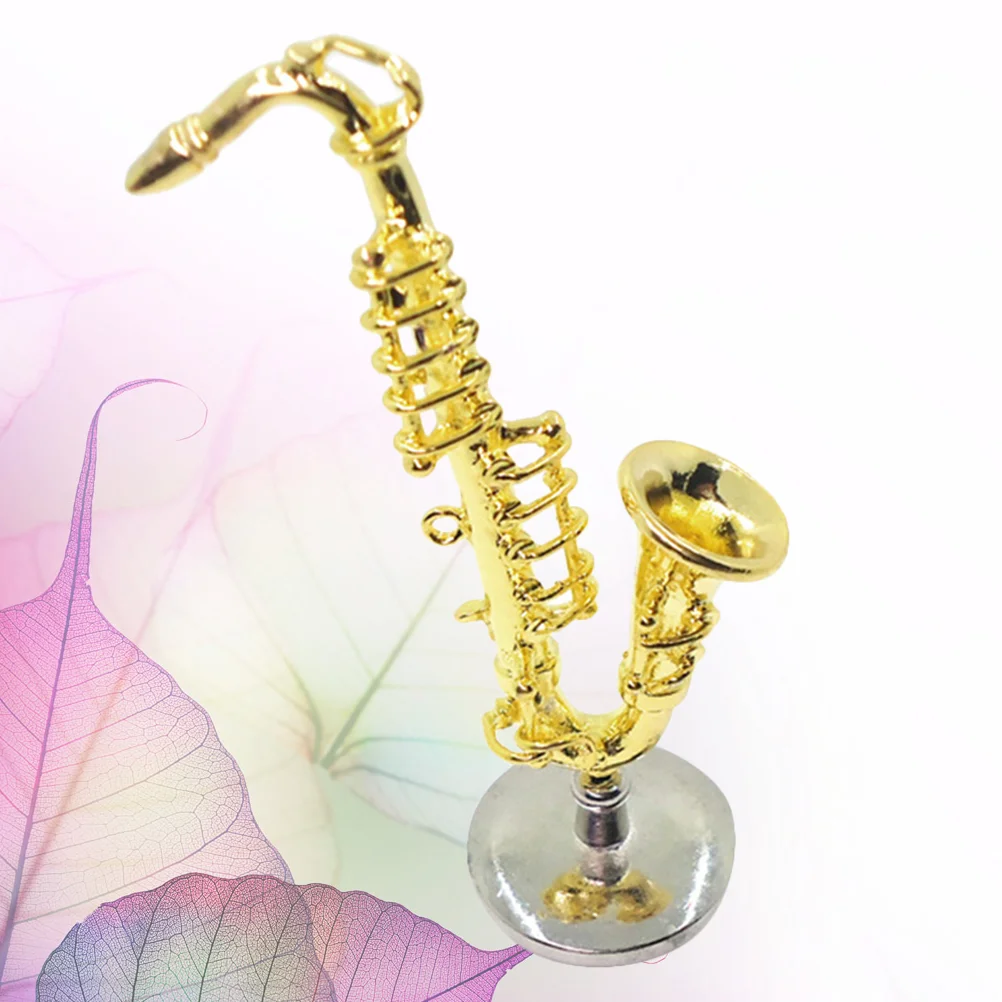 Home Decor Saxophone Toy Kid Instrument House Mini Dollhouse Musical Decoration