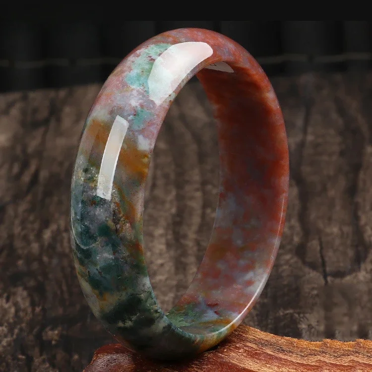 Natural Indian Agate Bracelet Colorful Jade Chalcedony Jade Bracelet Aquatic Agate Bangles Jewelry & Accessories Fashion Jewelry