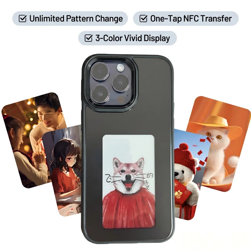 

Creative NFC E-Ink Screen Phone Case 3 Color Visual Effect Durable Protective Shell Black Grey DIY Design For Smartphone iPhone