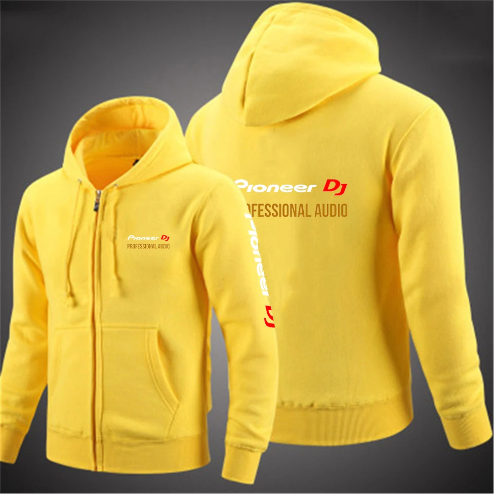 

2025 Spring Autumn Men's Pioneer DJ Print Fashion Solid Color Zipper Hooded Pullover Long-sleeved Comfortable Versatile Hoodies