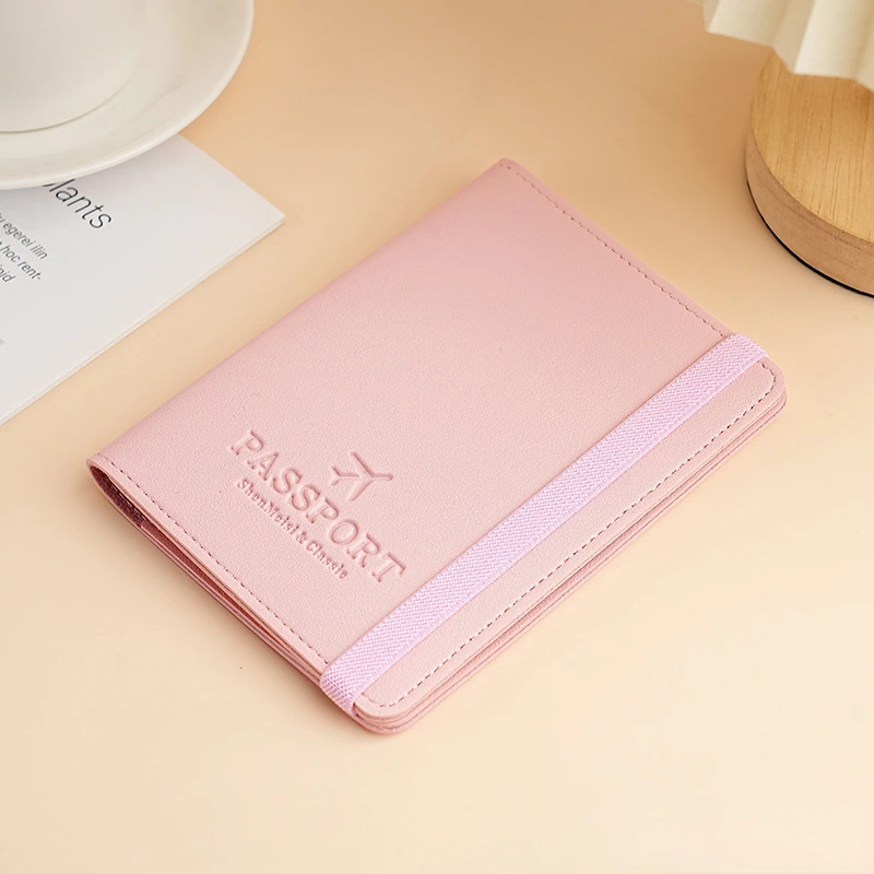 Cute Candy Color Passport Cover Women Travel Wallet Case for Passports Elastic Strap Passport Holders