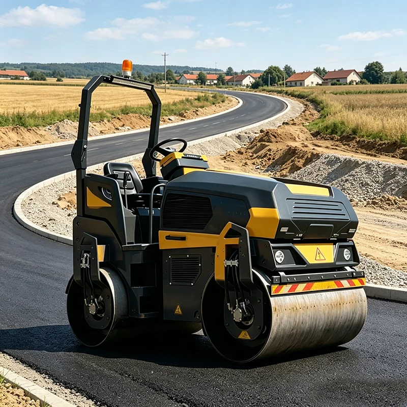 Road Roller Hydraulic Ride On Double Drum Vibro Compactor For Tunnel Pavement Compaction