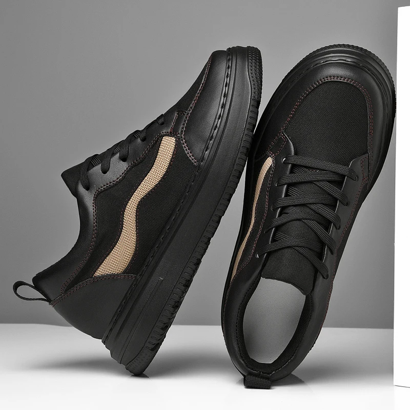 

Men Casual Sports Shoes with Thick Soles Comfortable and Fashionable Color Blocked Lace Up Men Shoes