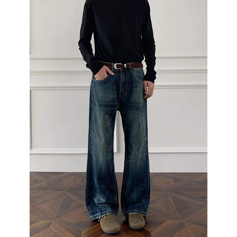 

2025 Plus Size M-5XL Flared Jeans Lightning Stitch Denim Pants Retro Bootcut Stretch Jeans for Men Comfortable Loose Fit Vintage