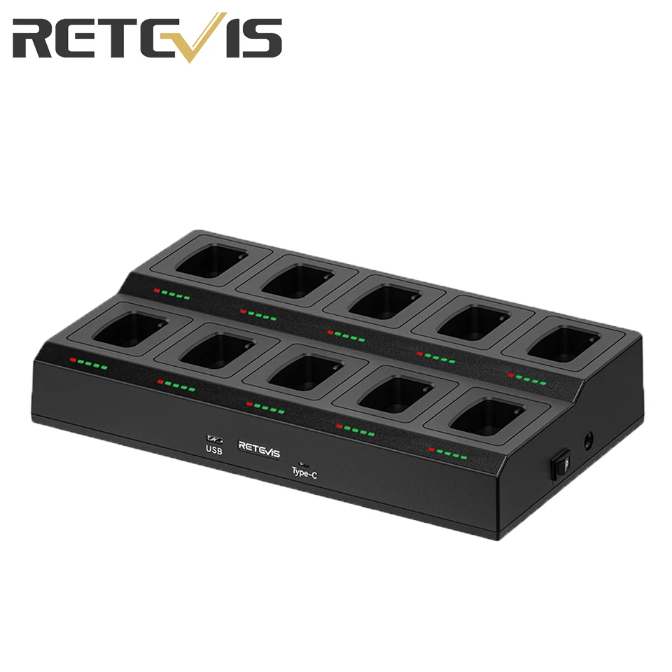 Retevis RTC777T 10-Way Walkie Talkie Multi-Unit Gang Charger Radio 10 Way Charger Radio Aksesoris untuk Retevis H777/H777D/H777H