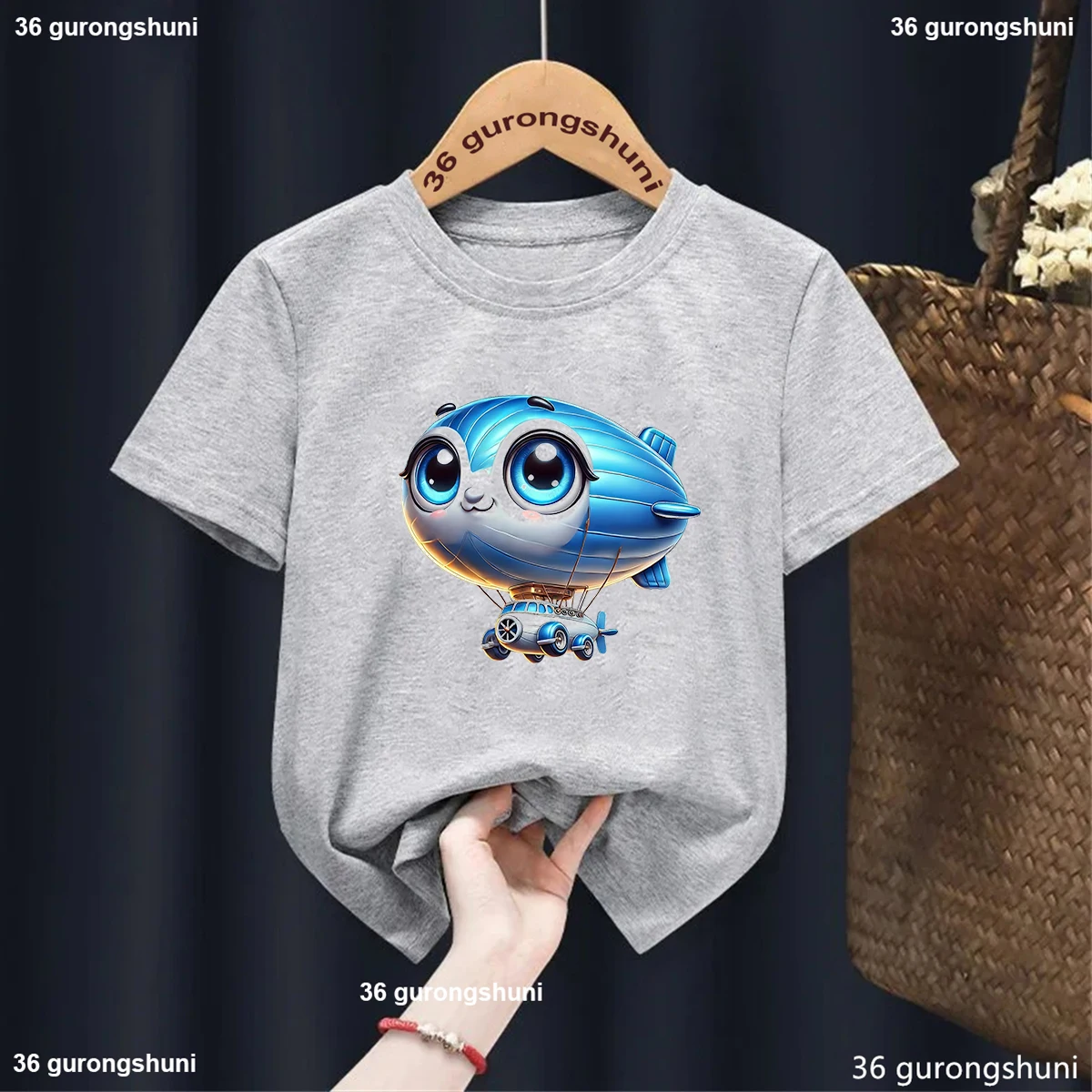 2025 Fashion Teen Tshirt Boys/Girls Cute Air Transport Cartoon Print Children Yellow T Shirt Short Sleeved Tops Wholesale