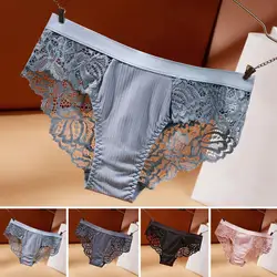 Women Briefs Elegant Lace Splicing Women's Briefs for Low Rise Hip Lifting Breathable Comfort Sexy See-through for Fitted