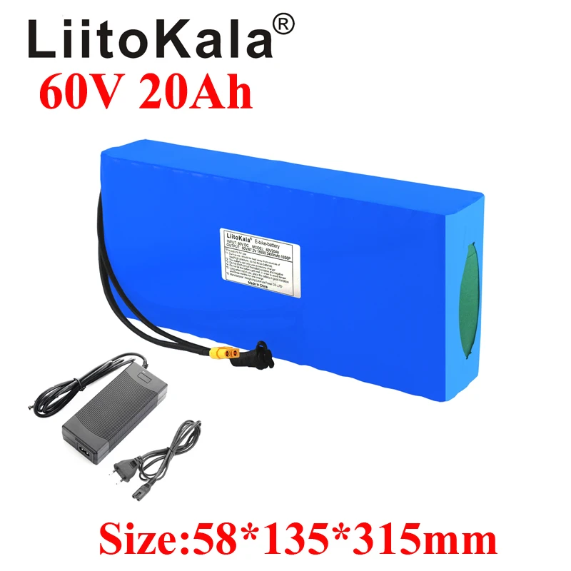 LiitoKala 60V ebike battery 60V 20Ah lithium ion battery electric bicycle battery 60V 3000W electric scooter battery