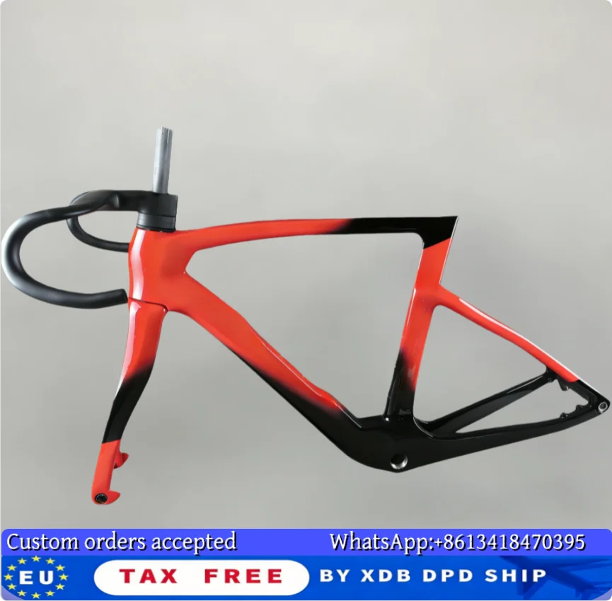 

Карбоновая шоссейная рама 1K weave или UD T1100 F16 для велосипеда с дисковыми тормозами UDH, руль и каретка BB68, красно-черная
