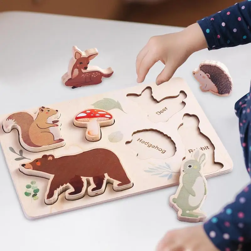 Puzzle assressentien forme d'animal pour enfants, jeu de blocs de correspondance, astronome en bois, ensemble de puzzle intégré, jouets d'apprentissage de l'aube