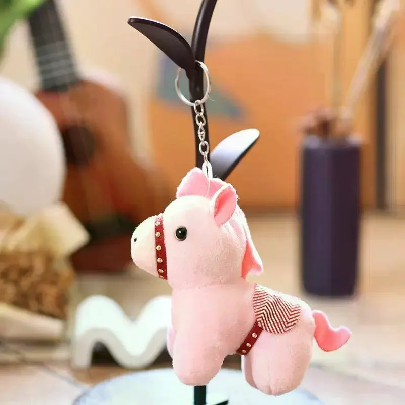 [JT] 1 unidad de lindo llavero de peluche de caballo pony, colgante de animal de peluche para adornos de mochila, juguete de regalo para niños