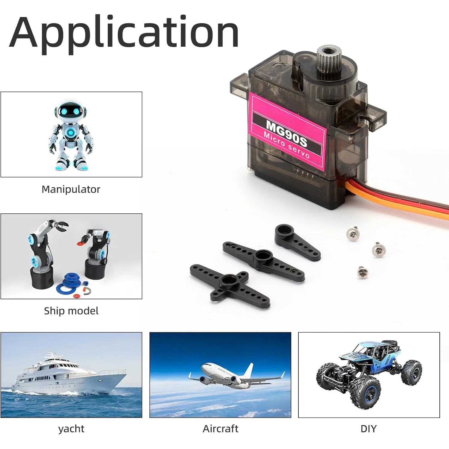 MG90S マイクロサーボ 180 6個 °   サーボモーター 9 グラムギアマイクロサーボモーター RC ロボットアームウォーキングヘリコプター飛行機車ボート用