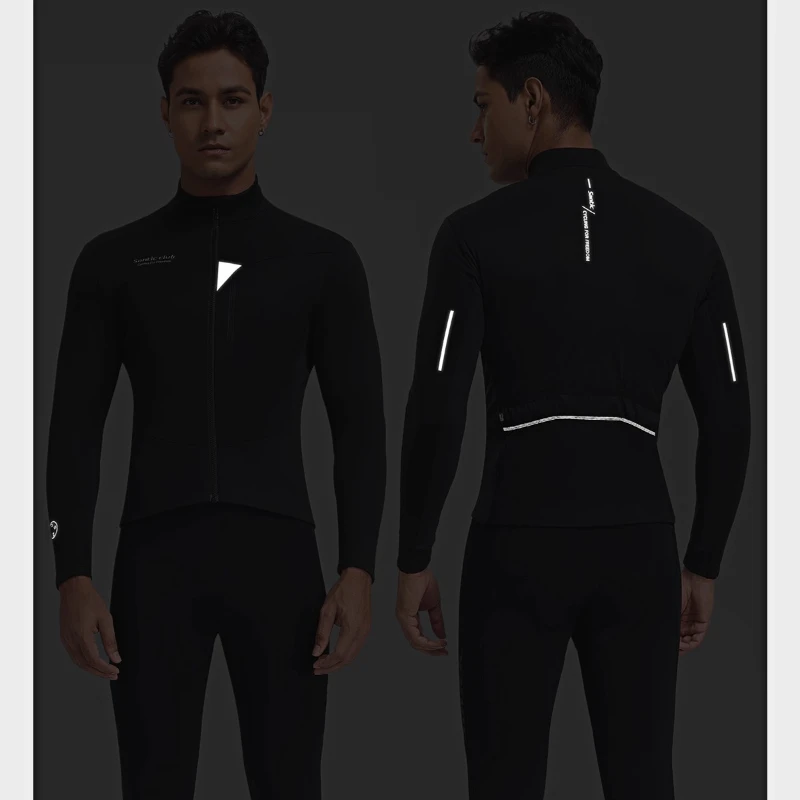 Santic مجموعات ركوب الدراجات الجديدة الخريف والشتاء الدفء مجموعات بدلة ركوب الدراجات يندبروف سترة ركوب الدراجات للدراجات