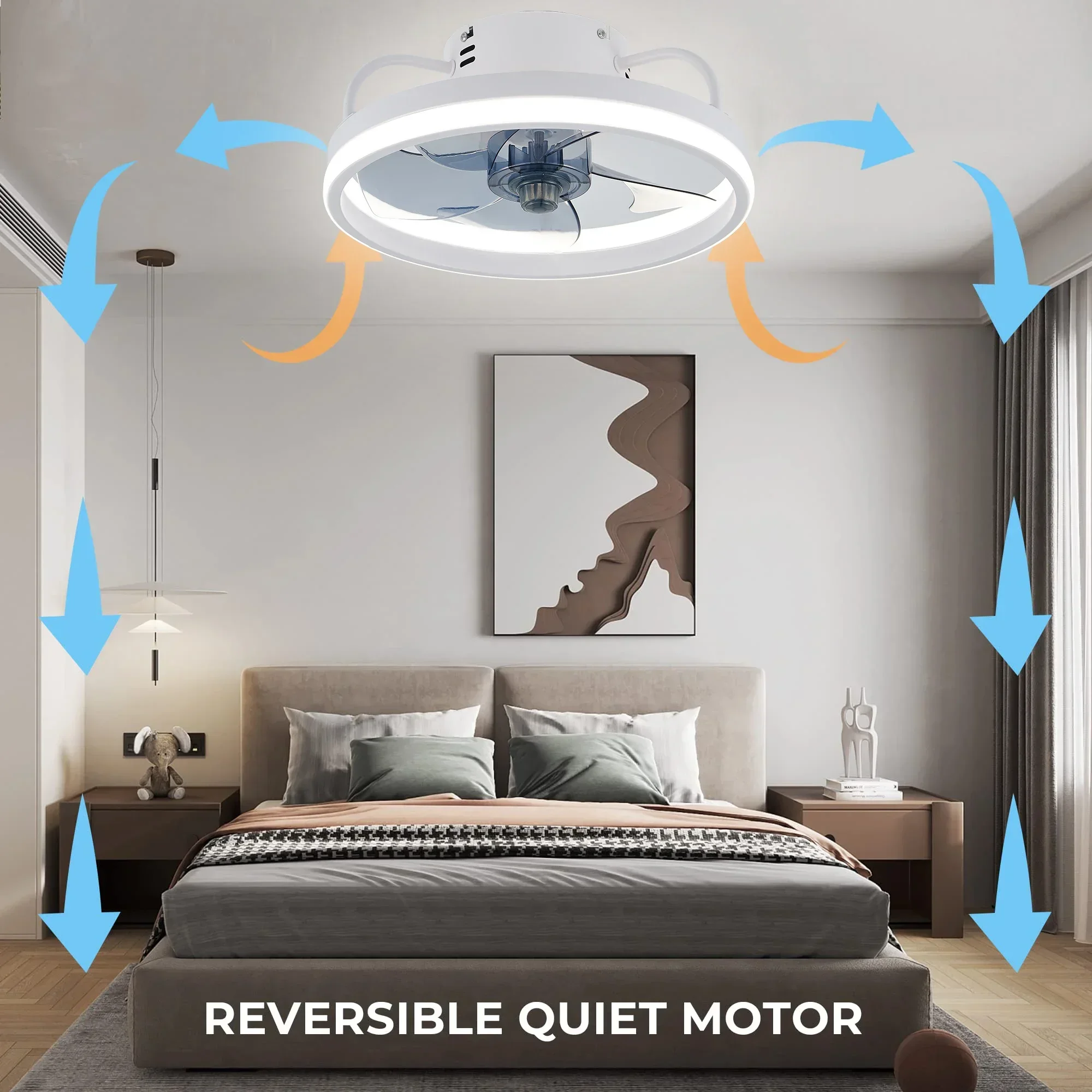 

Remote Control Fan Fans 55W Smart Ceiling With Lights Bedroom Decor Ventilator Lamp 33cm Air Invisible Blades Silent