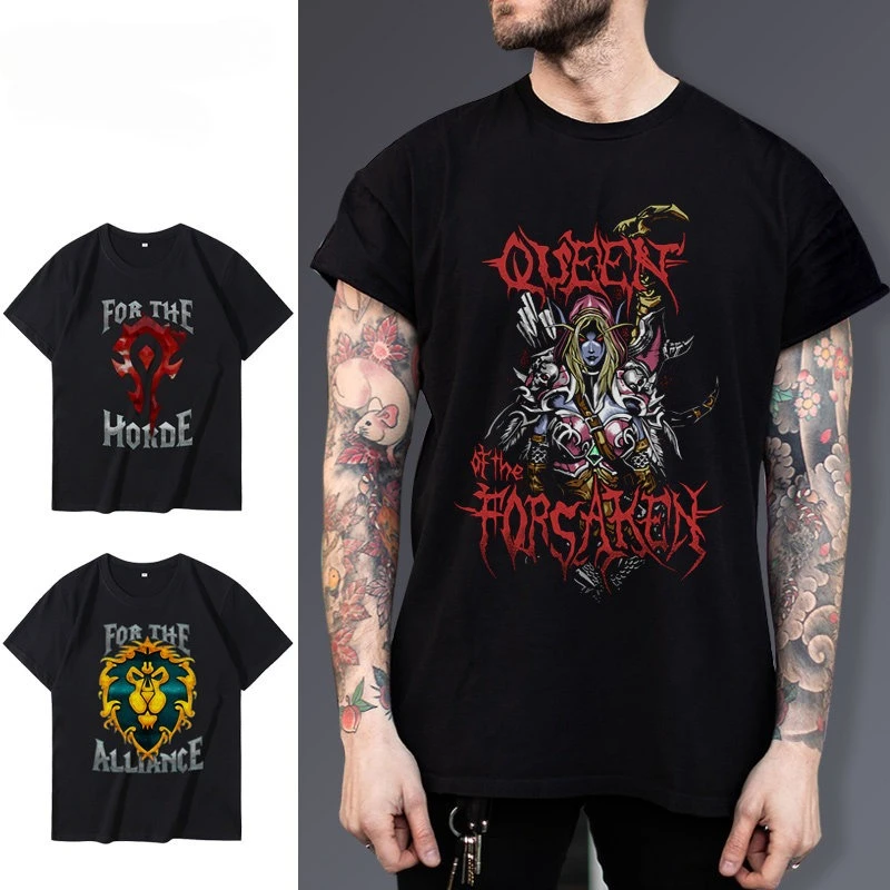 2026 New World of Warcraft Short Sleeve T-shirt Summer Alliance Tribal Classic WOW Perimeter Men and Women Cotton Half Sleeve