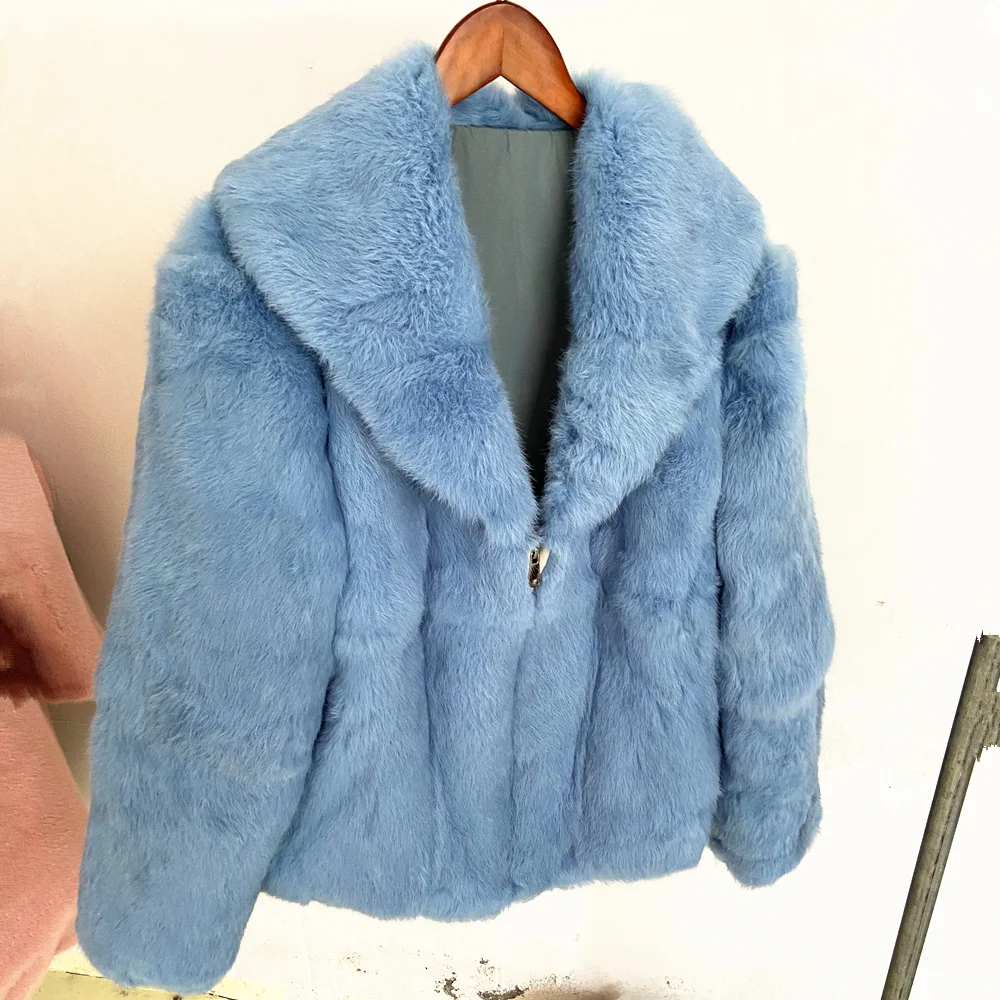 Fancy Rani Real Rabbit Fur Coat Women Winter Jacket Natural Leather And Fur Promotion Clothing Female On Offer With 2023