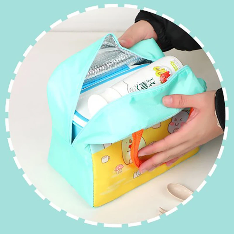 Portable Cartoon Tote Thermal Lunch Box Bag Aluminum Foil Office Student Bento Storage Insulation Bags Cooler Lunch Bag