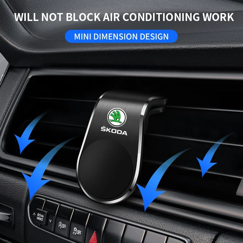 Magnetic L-Type Phone Holder in Car Smartphone Stand Clip for skoda octavia a5 a4 fabia superb rapid mk3 yeti Car Accessories