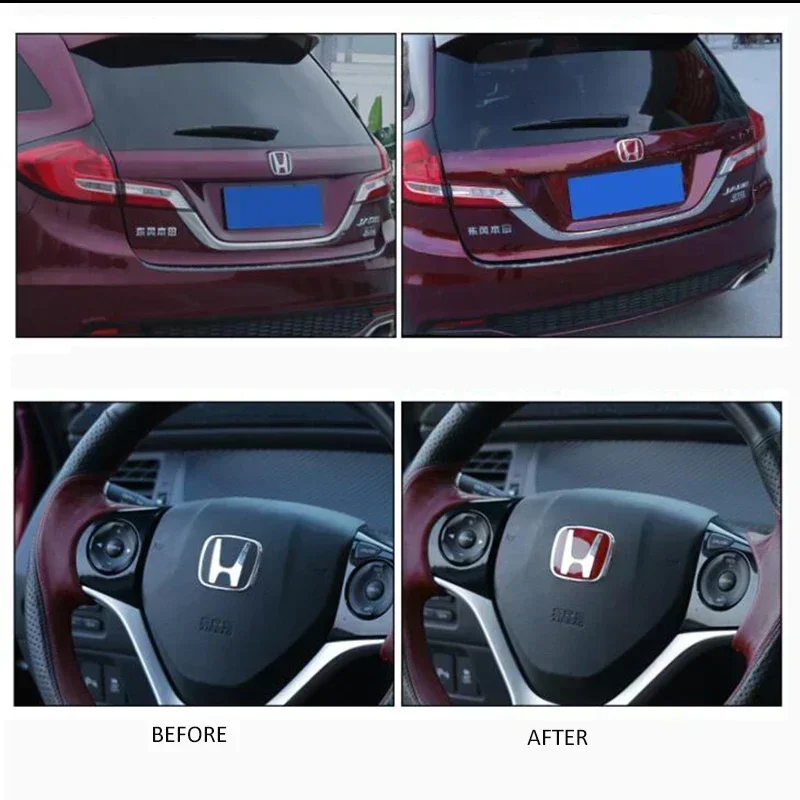 

For Honda Civic Accord CRV Fit Jazz City Odyssey Jade HRV Elysion Crosstour Car Front Emblem Rear Badge Steering Wheel Sticker