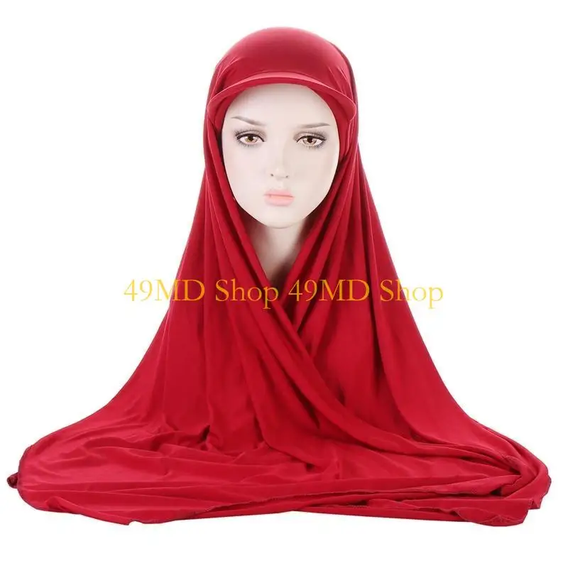 49MD Baseball Hat Tudung Hijab With Hat  Attached Tudung Hijab Sunscreeen Scarf