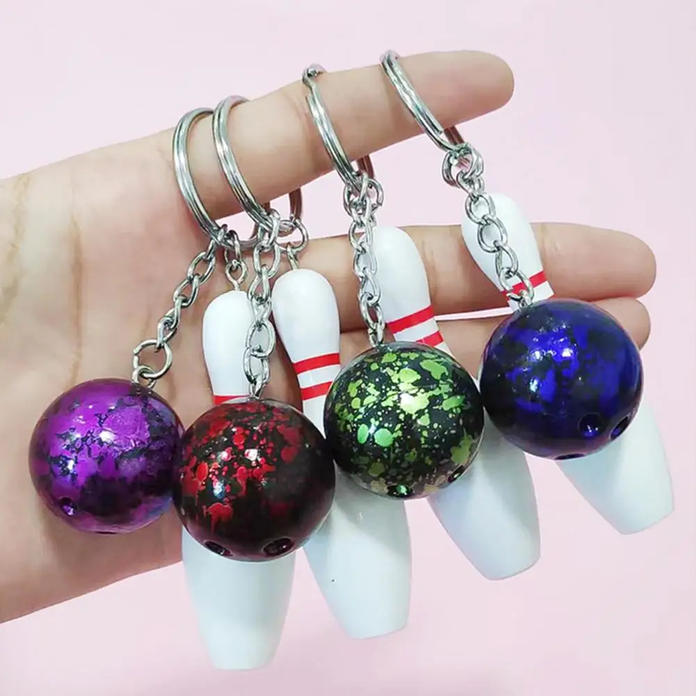 Handbag Backpack Car Key Chain Bowling Mini Ball Shape Man Women Key Ring Ornament Sports Keyring Pendant Gift