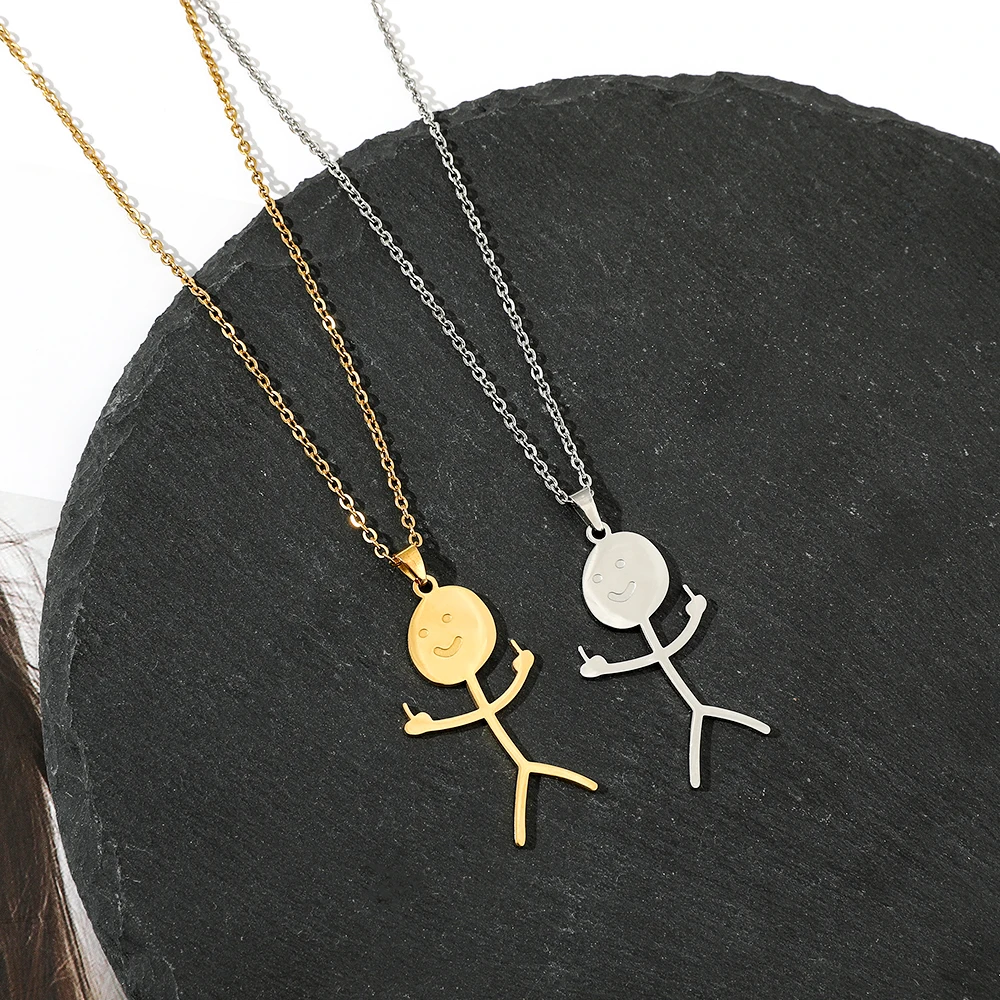 Funny Doodle Design Fun Graffiti Necklace Fashion Hip-Hop Style Pendant Personality Jewelry for Women Men