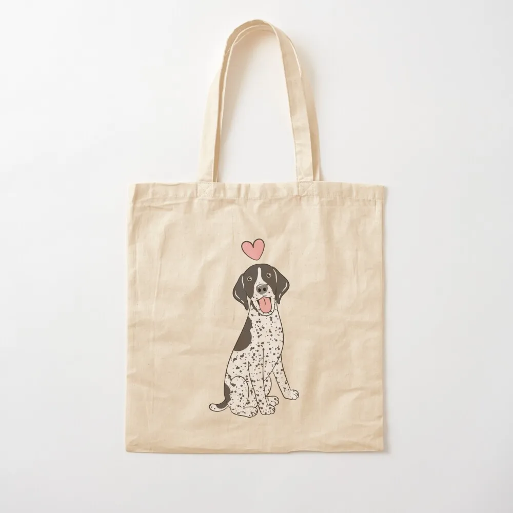 

LOVE German Shorthaired Pointer GSP - Black and White 1 Tote Bag Women bags Reusable bags shopping bag logo Canvas Tote Bag