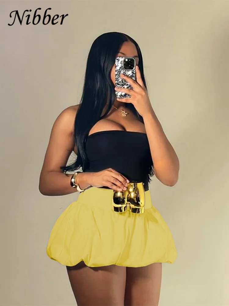 Nibber Ball Gown Skirts Women Y2K Hottie 2026 Summer Trend Midnight Waistband Miniskirts Birthday Basic Streetwear Wild Bottoms