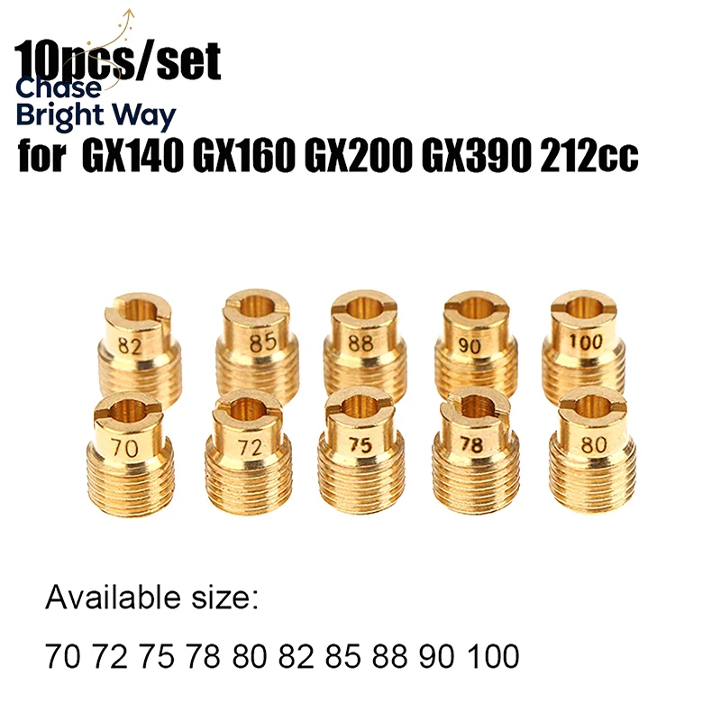 10Pcs Jets Moto Carburetor Slow Air Jet For GX140 GX160 GX200 GX390 212CC Mini Bike Go Kart FCR Main Jets Carb Jet Fuel Nozzle