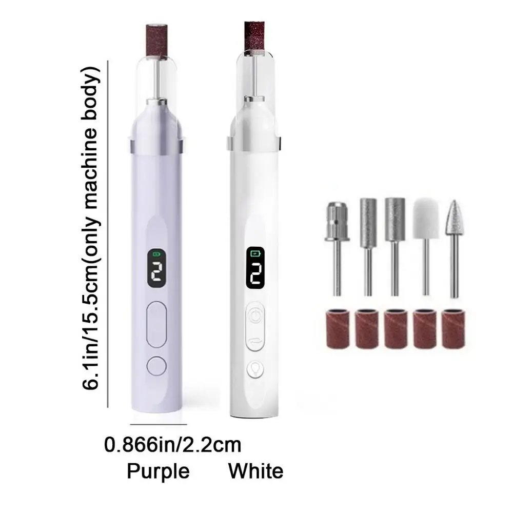 Lucidatore per unghie elettrico portatile Display LCD Asciugacapelli wireless ricaricabile con lampada UV Polimerizzazione rapida Lima per levigatura delle unghie Pedicure