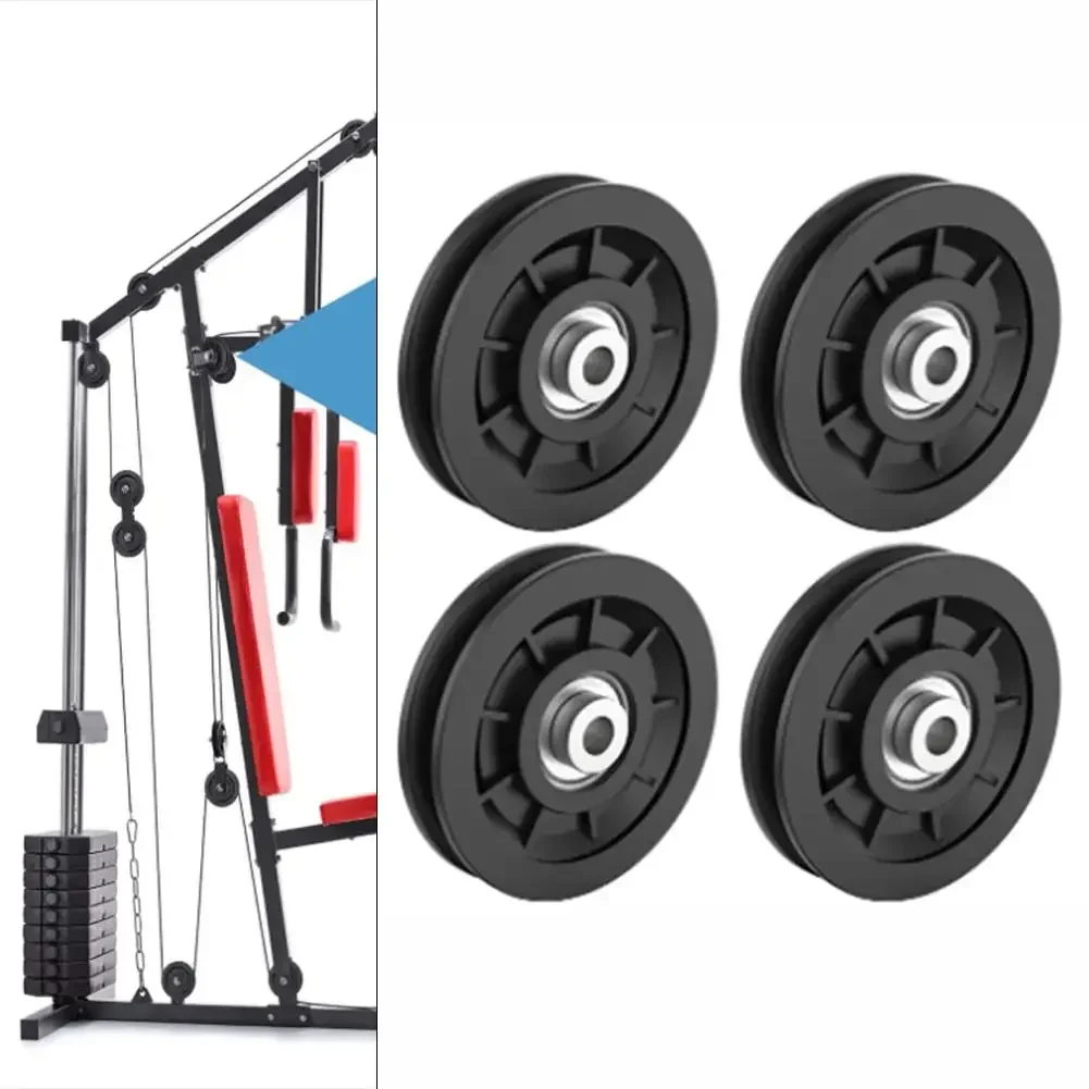 4Pcs Nylon Bearing Pulley Wheel Round Fitness Pulley Wheel Bearing Replacement Gym Equipment Part 60/70/88/90/95mm Size Optional