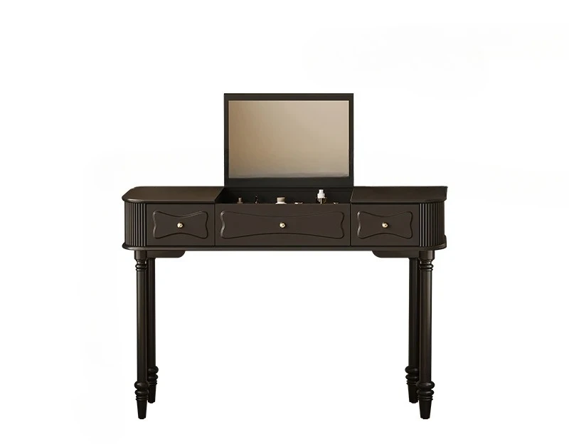 

Комод из цельного дерева во французском стиле ретро, встроенный столик, американский средневековый черный столик для макияжа