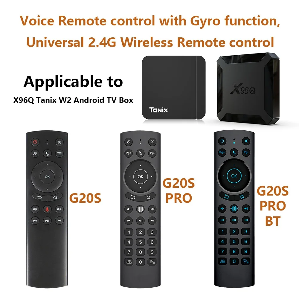 G20 G20S Pro Air mouse 2.4G Wireless Backlit Voice Remote Control G20SPROBT Gyro IR Learning for X96Q Tanix W2 Android tv box