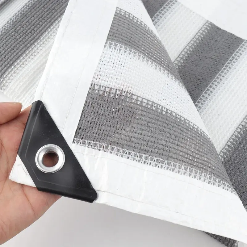 Grey Stripes Balcony Fence Screen Stair Rail Mesh Anti-UV Windproof Apartment Balcony Protection Terrace Shelter Privacy Net