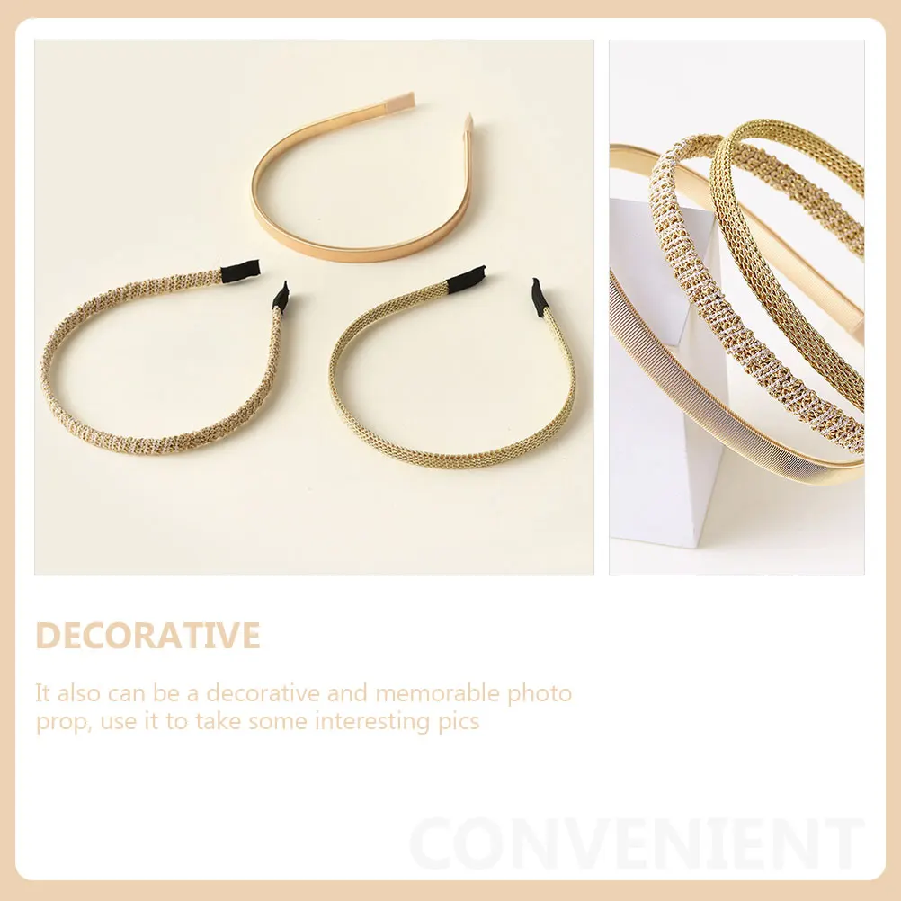 

3 Pcs Metal Spring Hairbands Thin Headbands for Women Girls Party Accessories Durable Safe Material Special Occasion Photo Prop