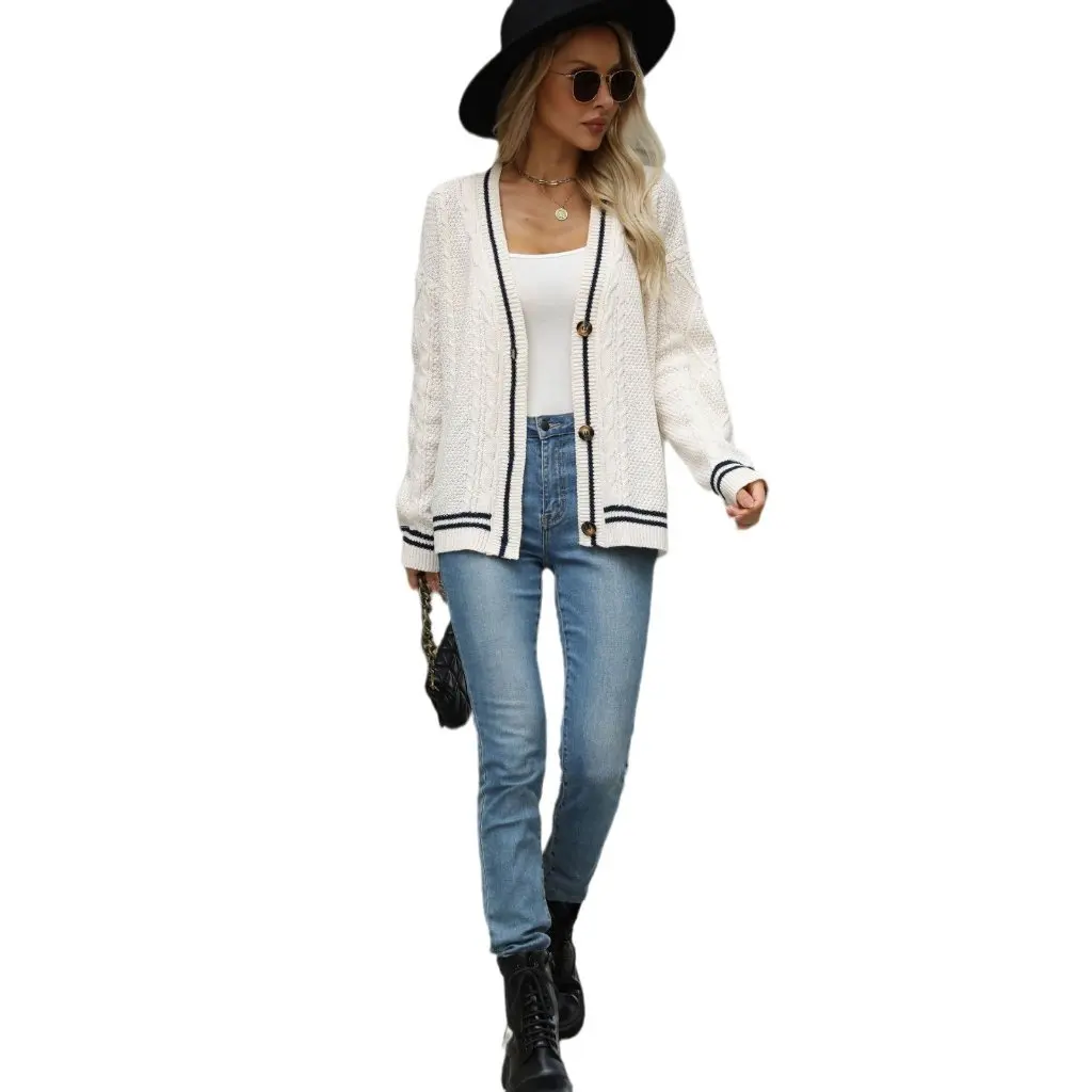 

Women's Star Style Embroidered Knitted Cardigan Loose Lazy Sweater Jacket Autumn Winter New Fashion Top for Women